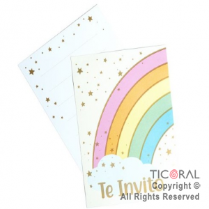 ARCO IRIS INVITACION X 10 UNIDADES